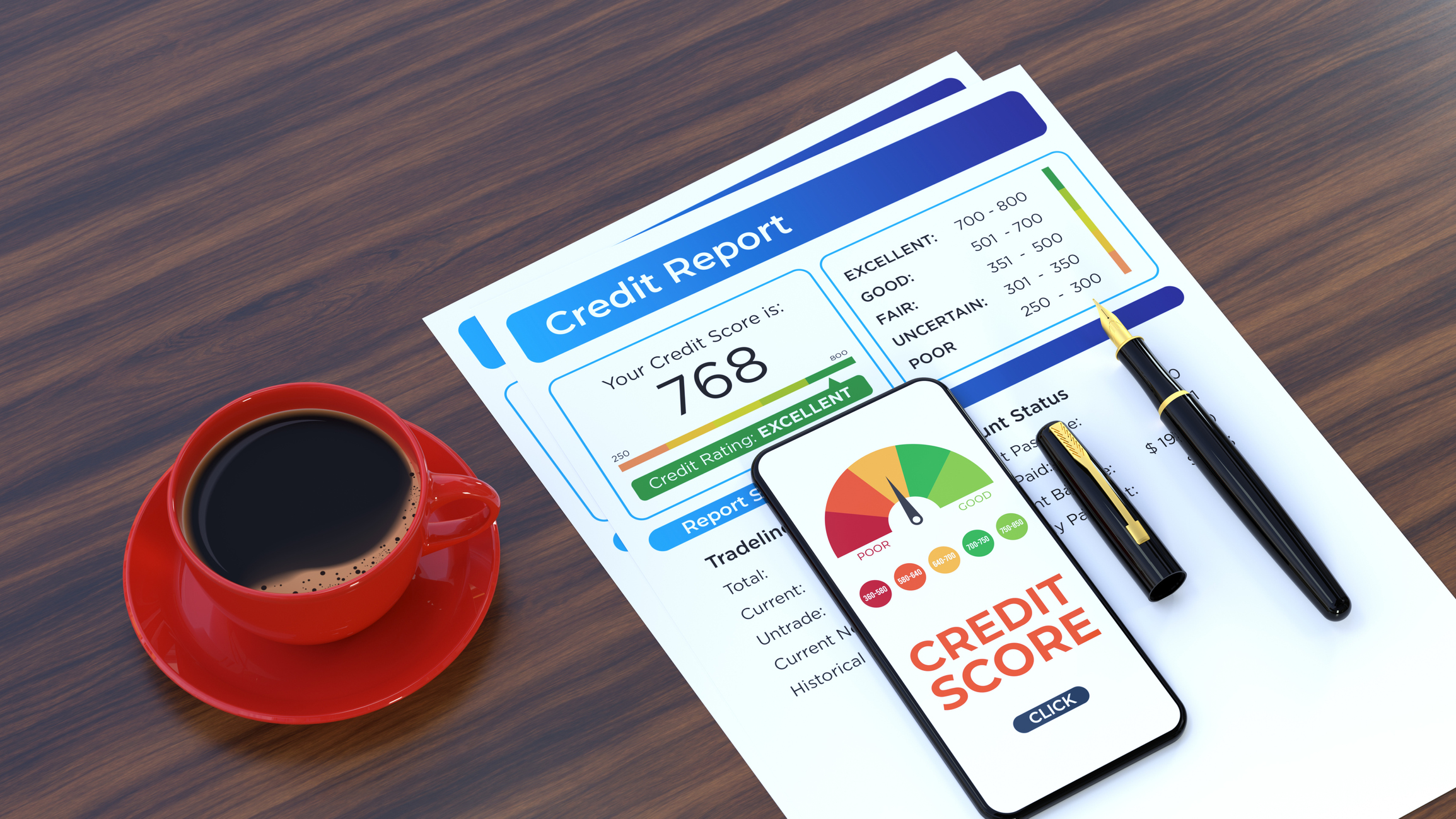 Credit Report Paper with Coffee Credit Report Paper with Coffee